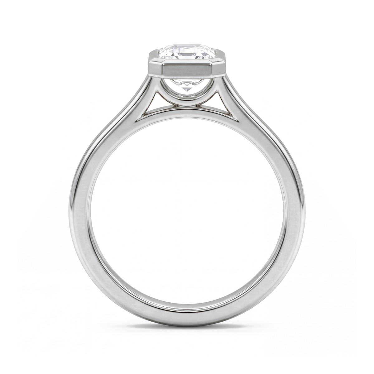Esme - ensteinsring med smaragdslipt moissanite i sargfatning