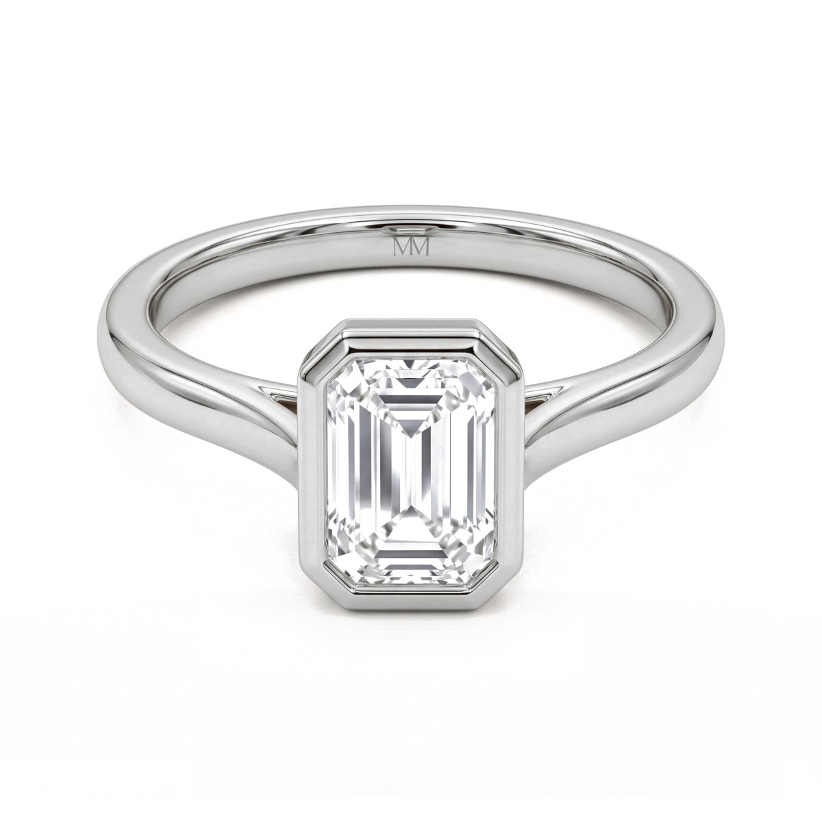Esme - ensteinsring med smaragdslipt moissanite i sargfatning