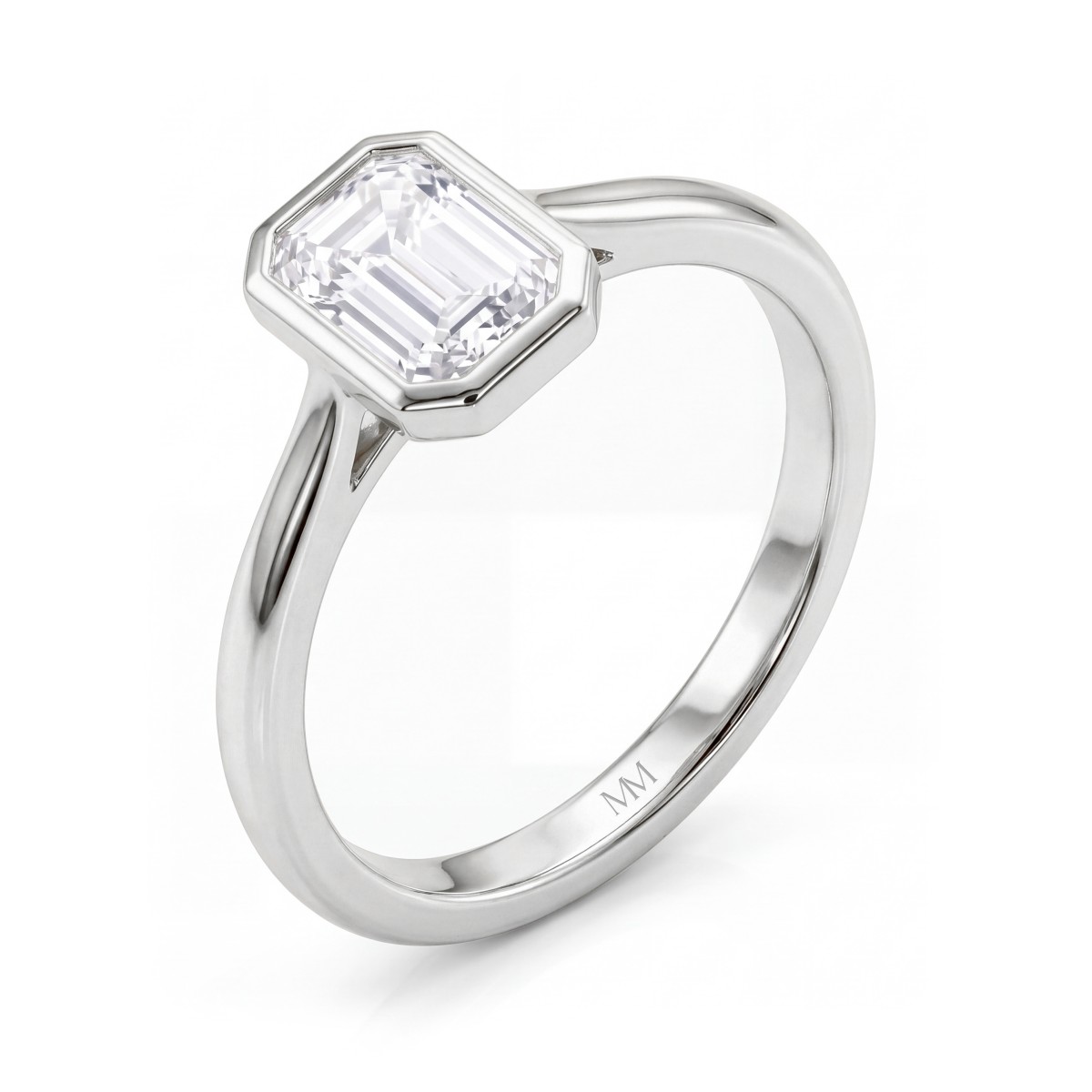 Esme - ensteinsring med smaragdslipt moissanite i sargfatning