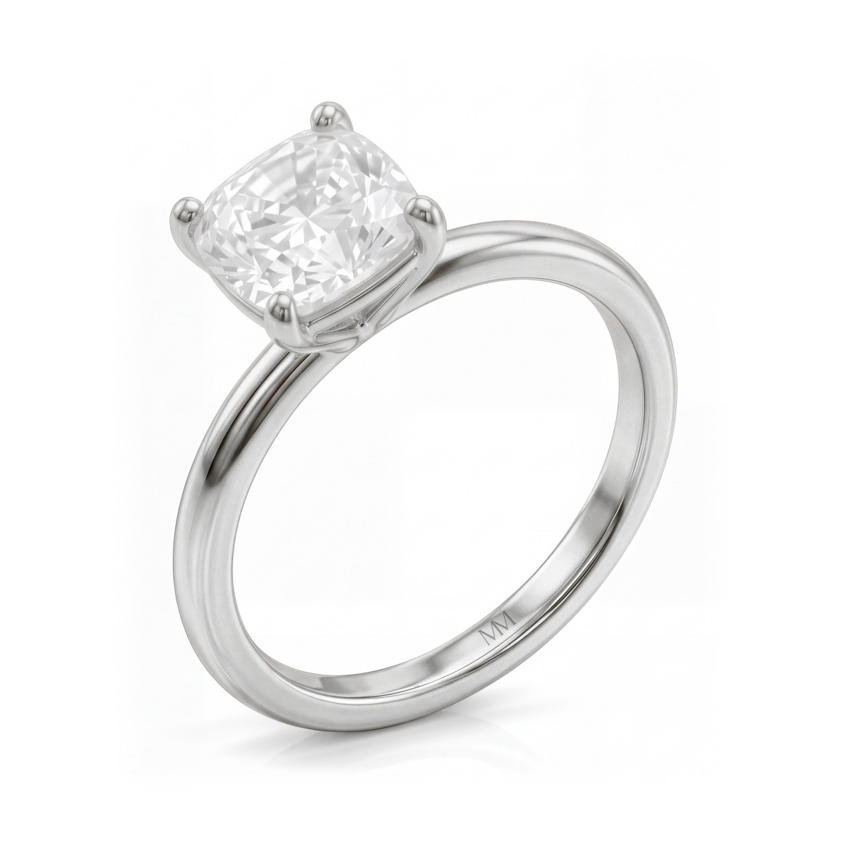 Altessa - ensteinsforlovelsesring med puteslipt moissanite og høy klofatning med fire klør