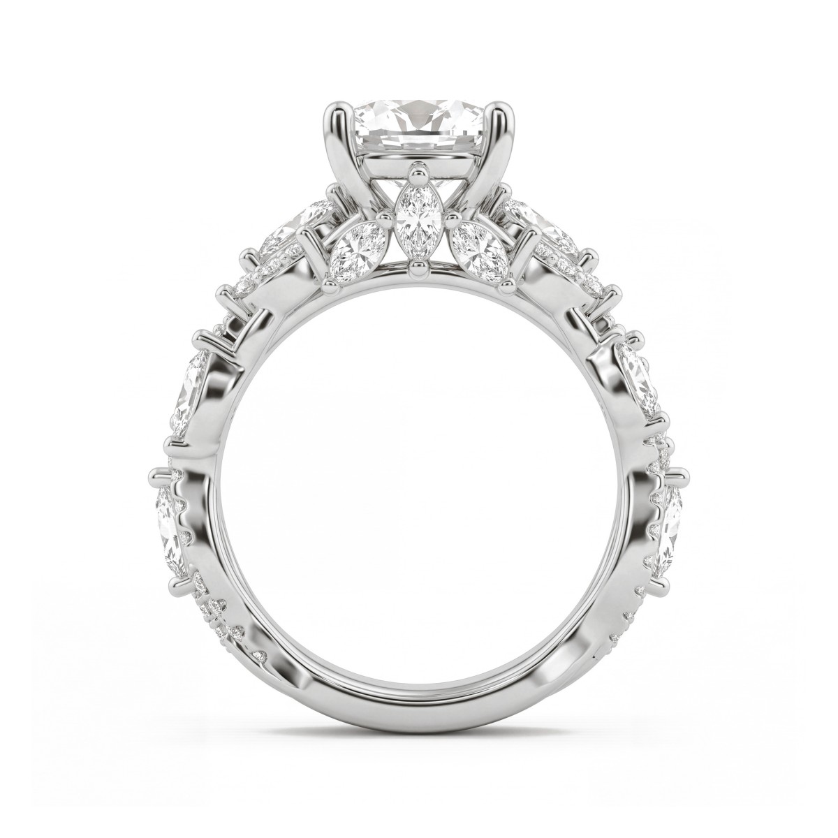 Wisteria - ring med oval moissanite og ringskinne formet som en tvunnet vinranke