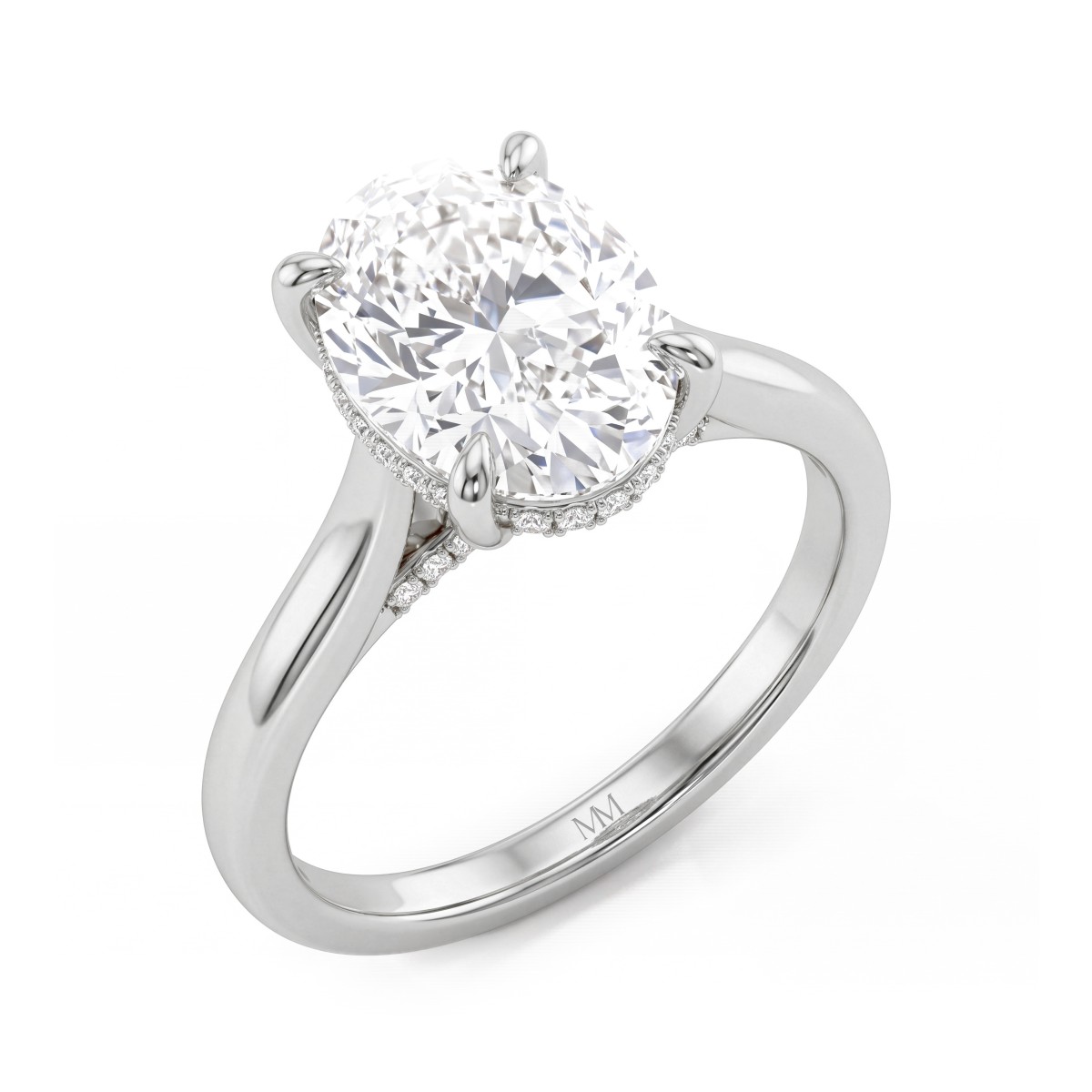 Nimbus - forlovelsesring med oval moissanite og skjult halo
