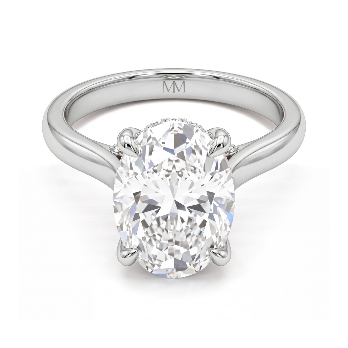 Nimbus - forlovelsesring med oval moissanite og skjult halo