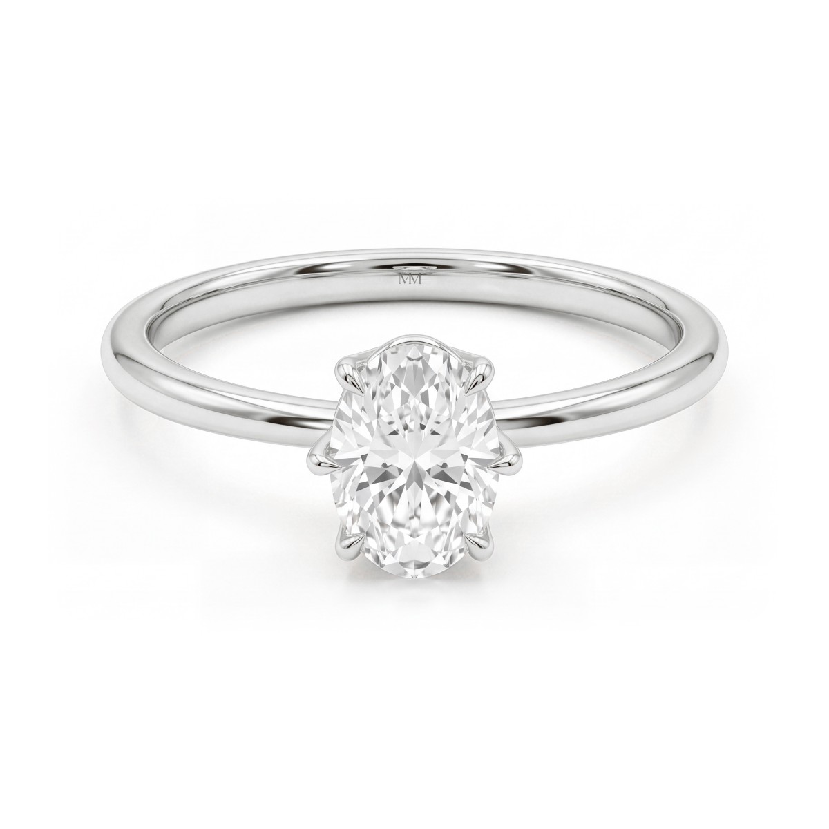 Mignon - ensteinsring med oval moissanite og seks klør