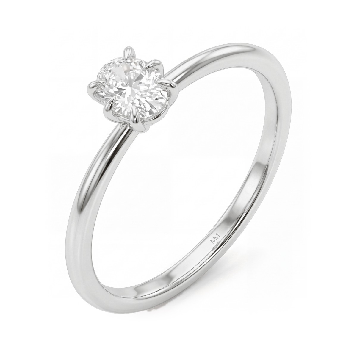 Mignon - ensteinsring med oval moissanite og seks klør