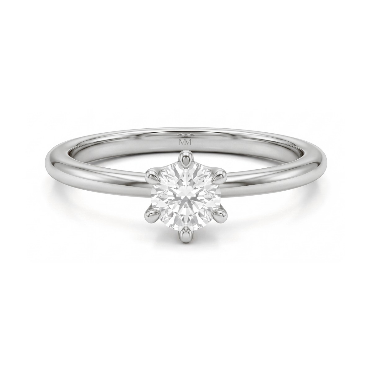 Lily - ensteinsring med rund moissanite i tulipanfatning