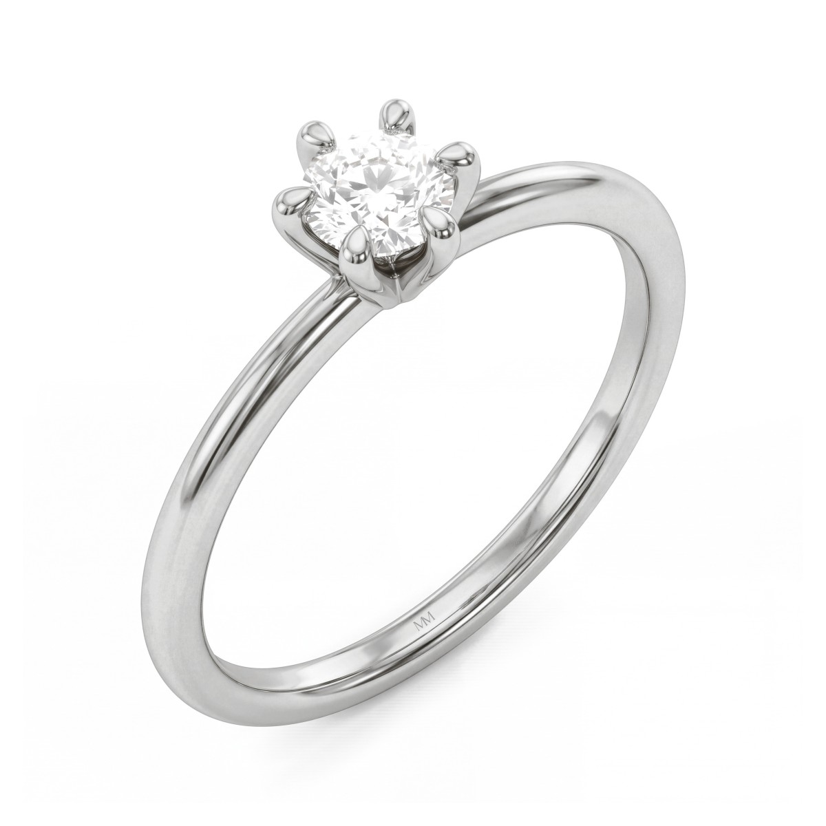 Lily - ensteinsring med rund moissanite i tulipanfatning