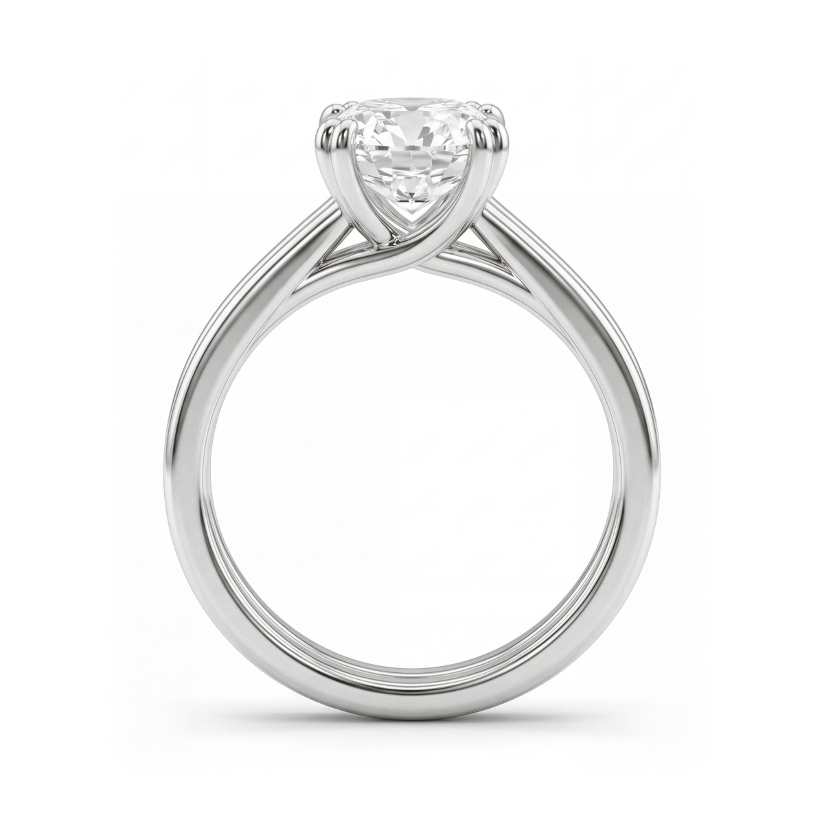 Entwine - forlovelsesring med puteslipt moissanite og kryssende dobbel ringskinne