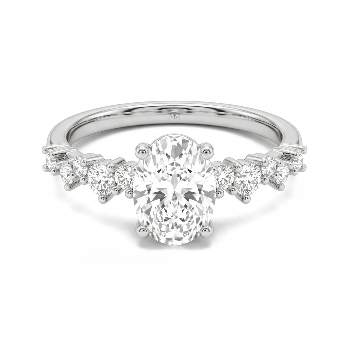 Constella - forlovelsesring med oval moissanite og spredte sidesteiner