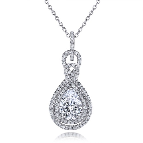 Pearla - anheng med dråpeformet moissanite i et design med dobbel halo