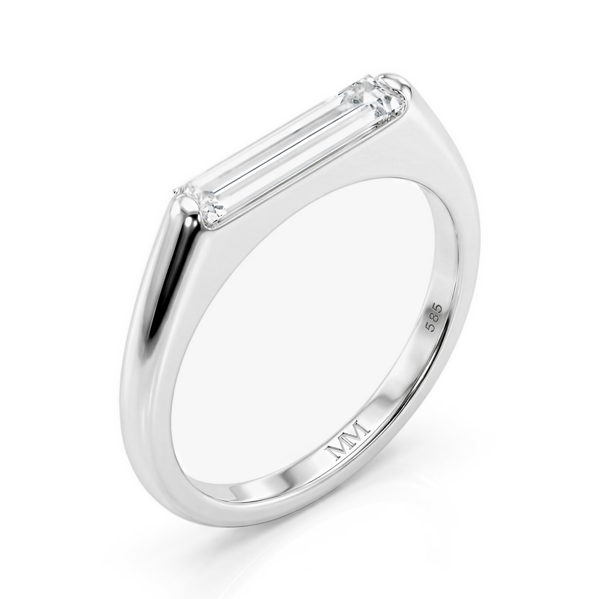 Aurelia - ensteinsring med baguetteslipt moissanite