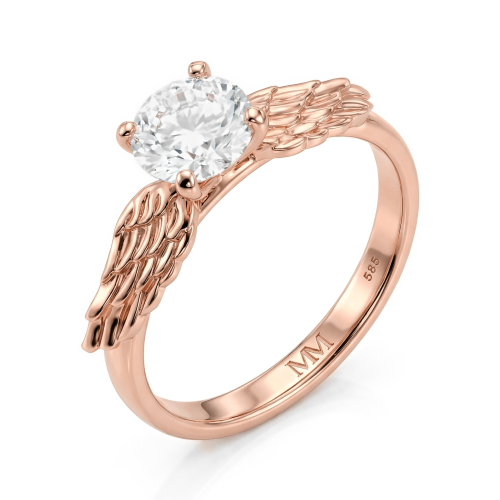 Feathra - Harry Potter-ring med gullsnoppmotiv, moissanite og vingeformede detaljer