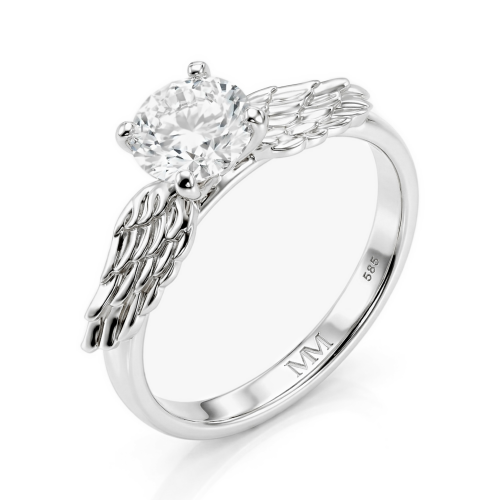 Feathra - Harry Potter-ring med gullsnoppmotiv, moissanite og vingeformede detaljer