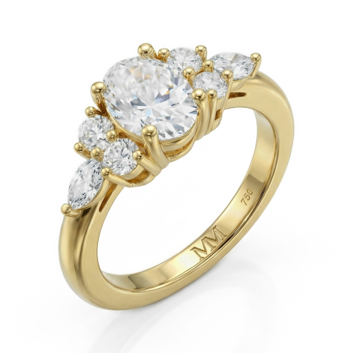 Lustrina - ring med oval moissanite og glitrende aksenter