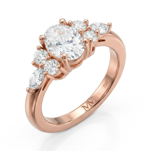 Lustrina - ring med oval moissanite og glitrende aksenter
