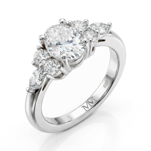 Lustrina - ring med oval moissanite og glitrende aksenter
