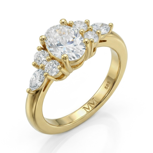 Lustrina - ring med oval moissanite og glitrende aksenter
