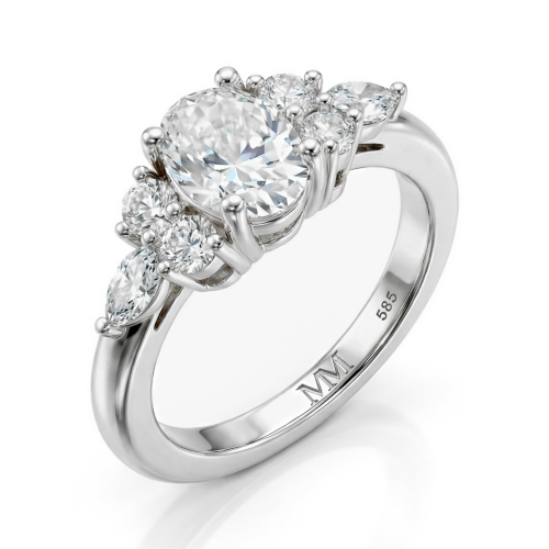 Lustrina - ring med oval moissanite og glitrende aksenter