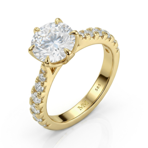 Yuliana - moissanite-forlovelsesring med tulipanfatning med glitrende sidesteiner