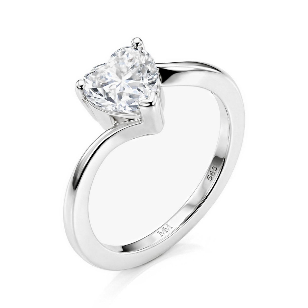 Amora - ensteinsring med hjerteformet moissanite | My Moissanite