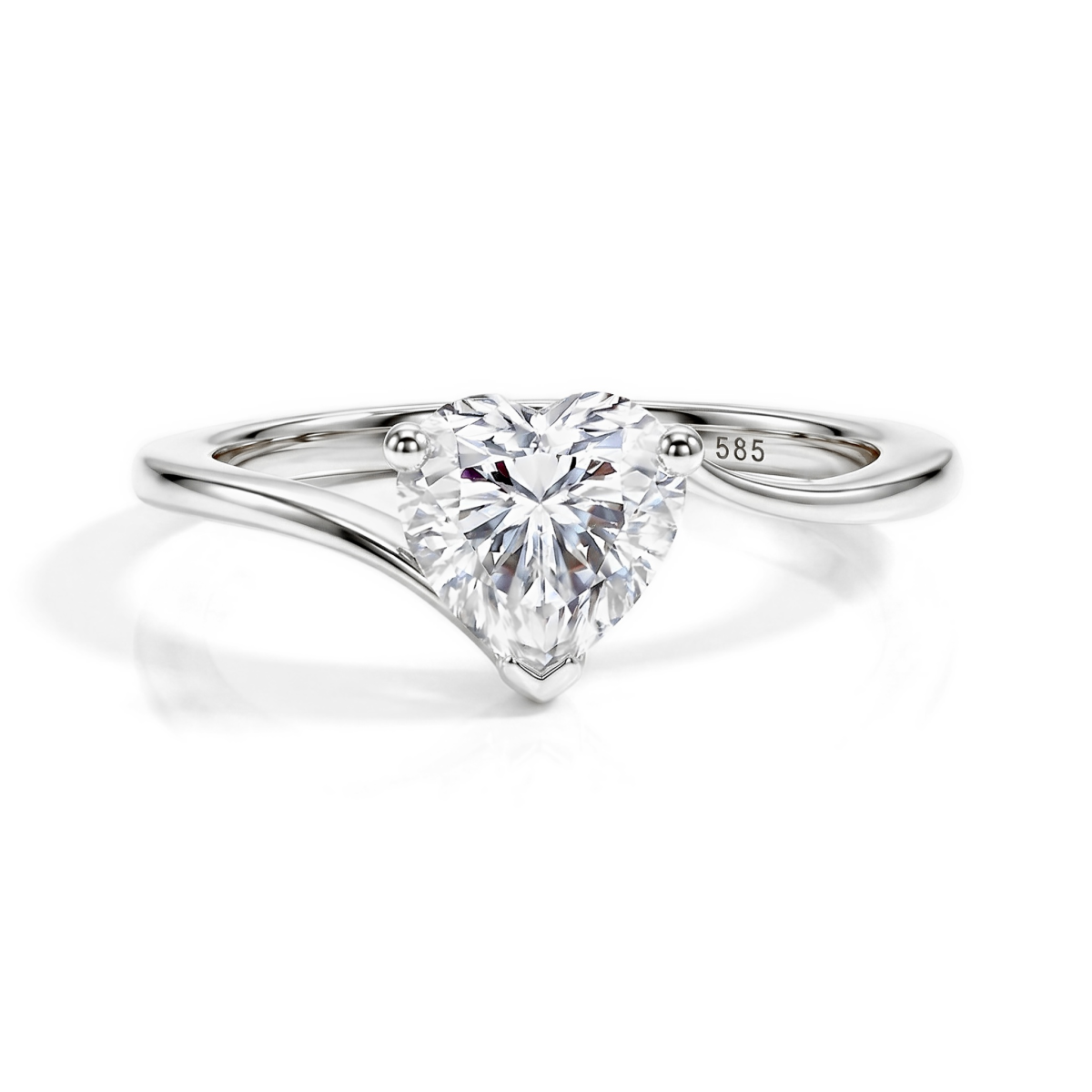 Amora - ensteinsring med hjerteformet moissanite | My Moissanite