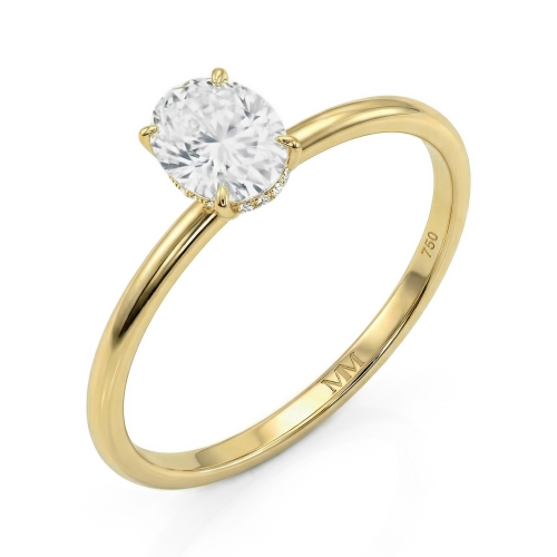 Mystique - ensteinsring med ovalslipet moissanite og skjult halo | wedfit