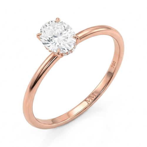 Mystique - ensteinsring med ovalslipet moissanite og skjult halo | wedfit