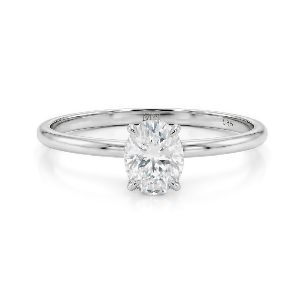 Mystique - ensteinsring med ovalslipet moissanite og skjult halo | wedfit