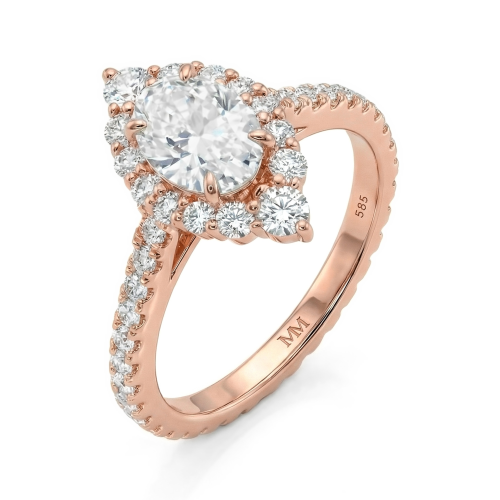 Haloise - halo-forlovelsesring med oval moissanite | wedfit
