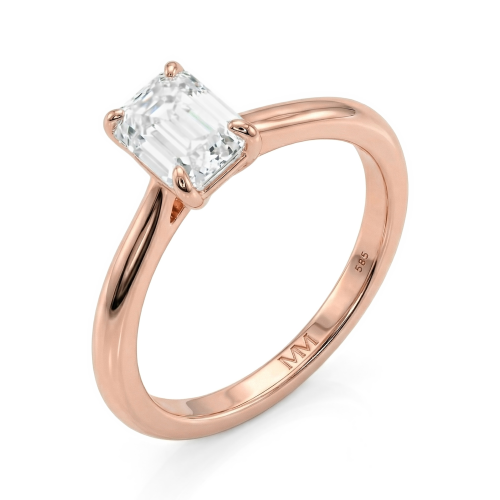 Elysium - ensteinsring med moissanite i smaragdslip