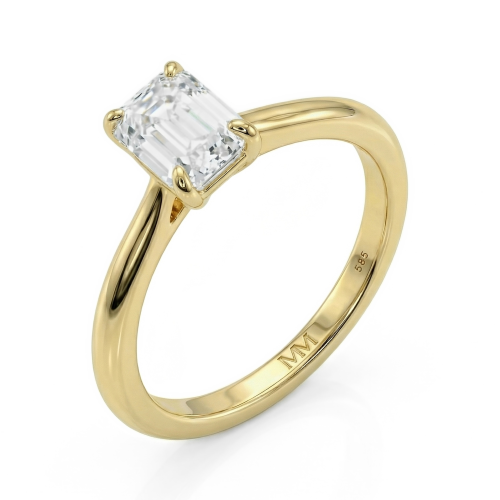 Elysium - ensteinsring med moissanite i smaragdslip