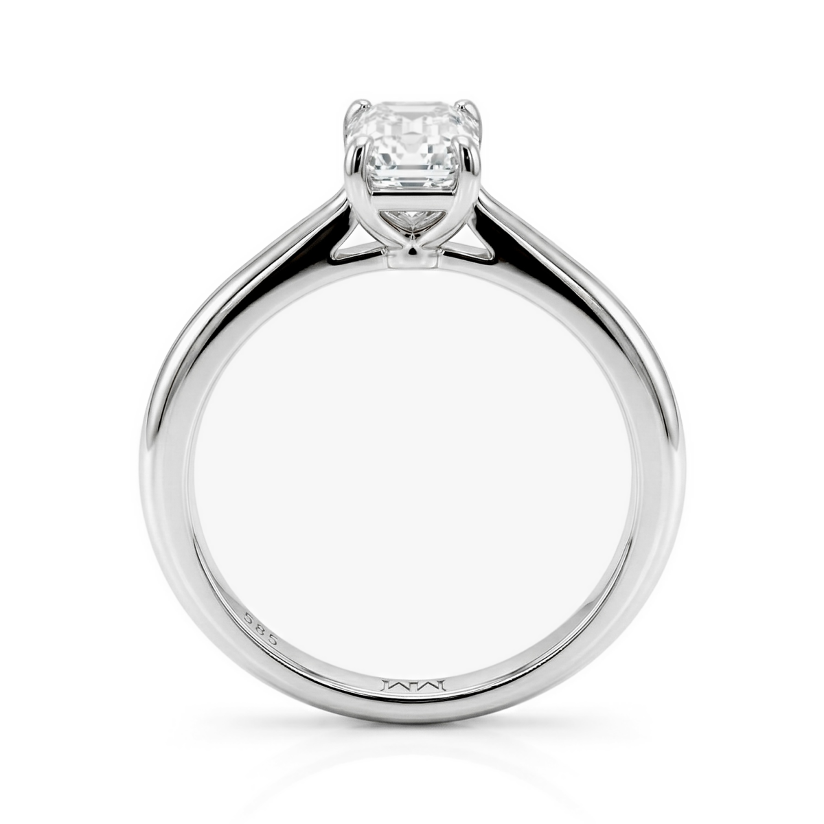 Elysium - ensteinsring med moissanite i smaragdslip | My Moissanite