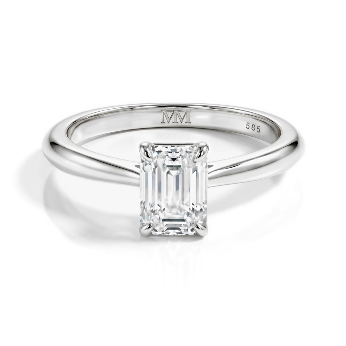 Elysium - ensteinsring med moissanite i smaragdslip | My Moissanite