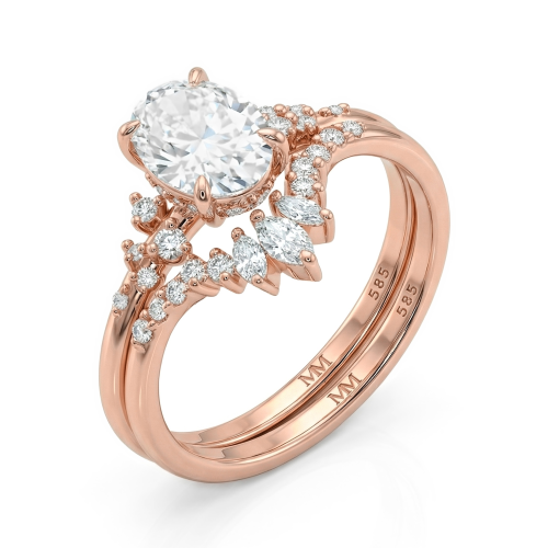Ethereal Elegance Set - Ovaline & Serenella brudesett med moissanite og marquiseslipte aksentsteiner
