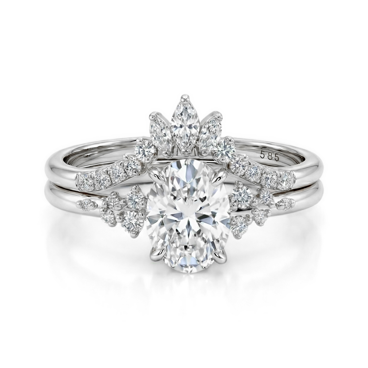 Ethereal Elegance Set - Ovaline & Serenella brudesett med moissanite og marquiseslipte aksentsteiner