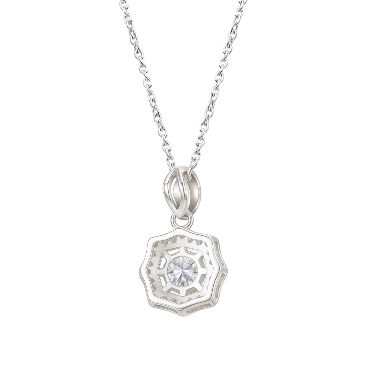 Octavia - vintage-inspirert anheng med moissanite og halo-utsmykning