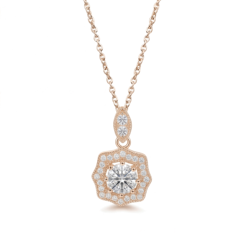 Octavia - vintage-inspirert anheng med moissanite og halo-utsmykning