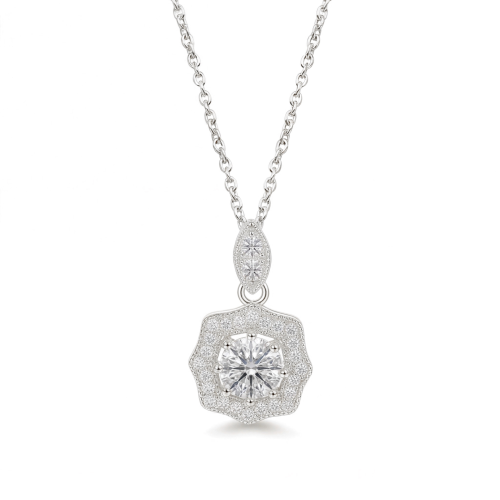 Octavia - vintage-inspirert anheng med moissanite og halo-utsmykning