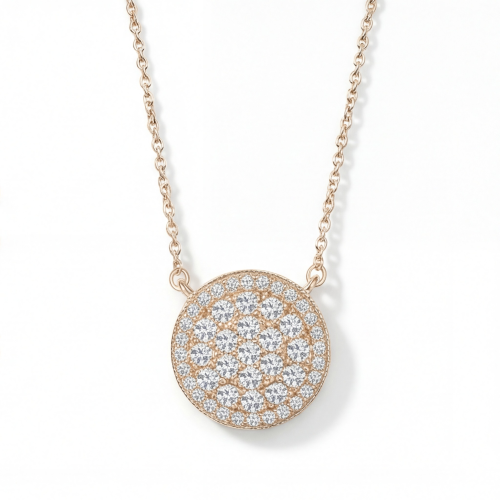 Brillante - rundt moissanite-klyngeanheng med pavéhalo