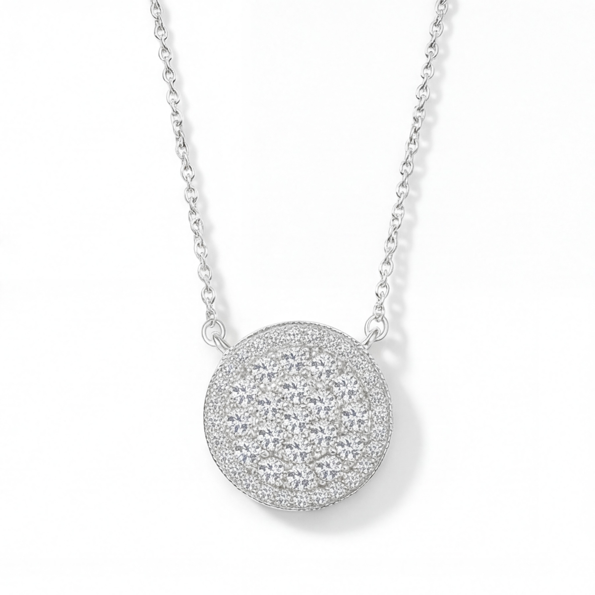 Brillante - rundt moissanite-klyngeanheng med pavéhalo