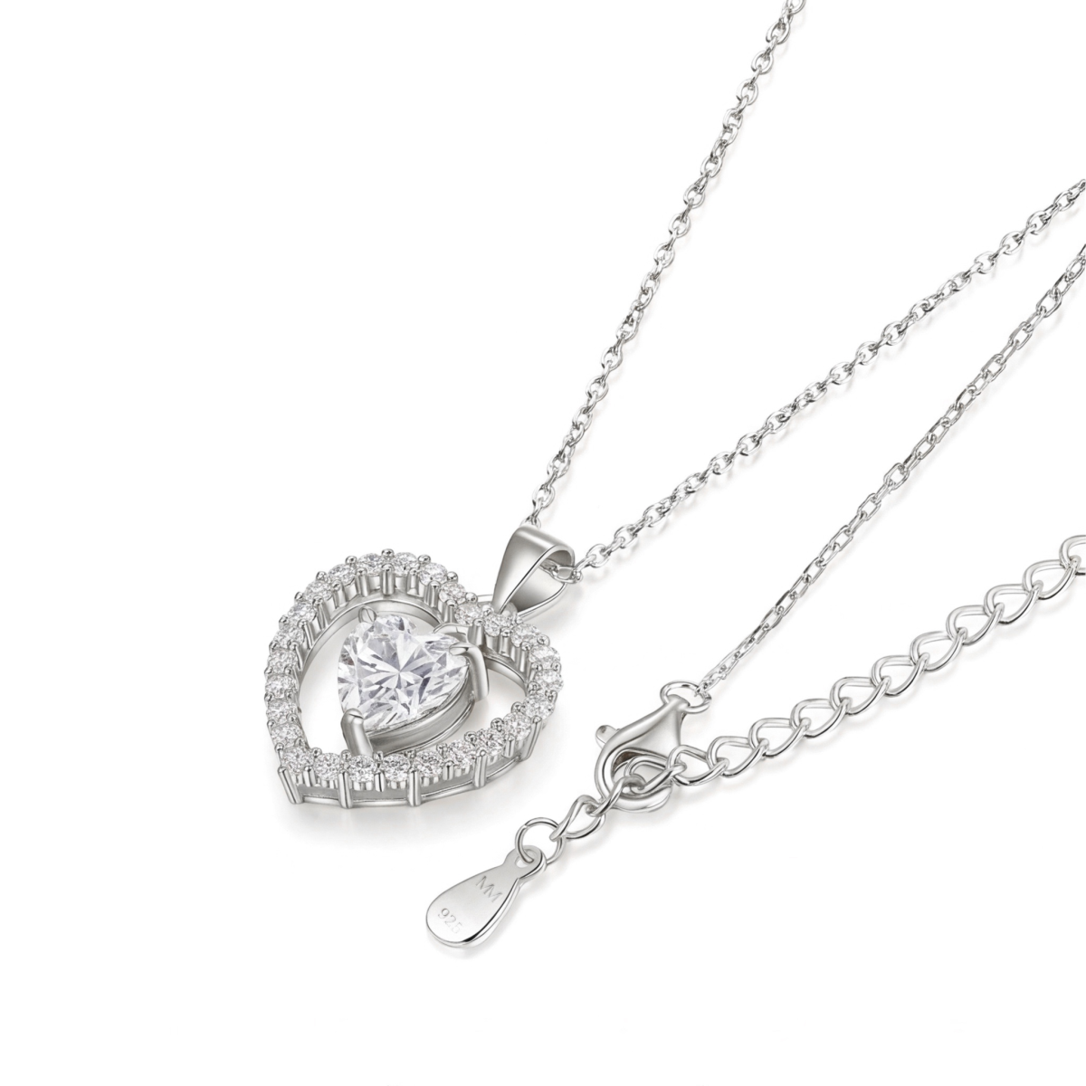 Valoria - hjerteformet moissanite-anheng med halodetalj