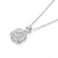 Haloette - moissanite-anheng med en komplett halo som detalj
