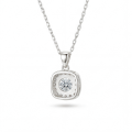 Haloette - moissanite-anheng med en komplett halo som detalj