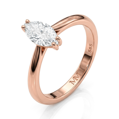 Liana - ensteinsring med moissanite i marquiseslip