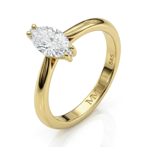 Liana - ensteinsring med moissanite i marquiseslip