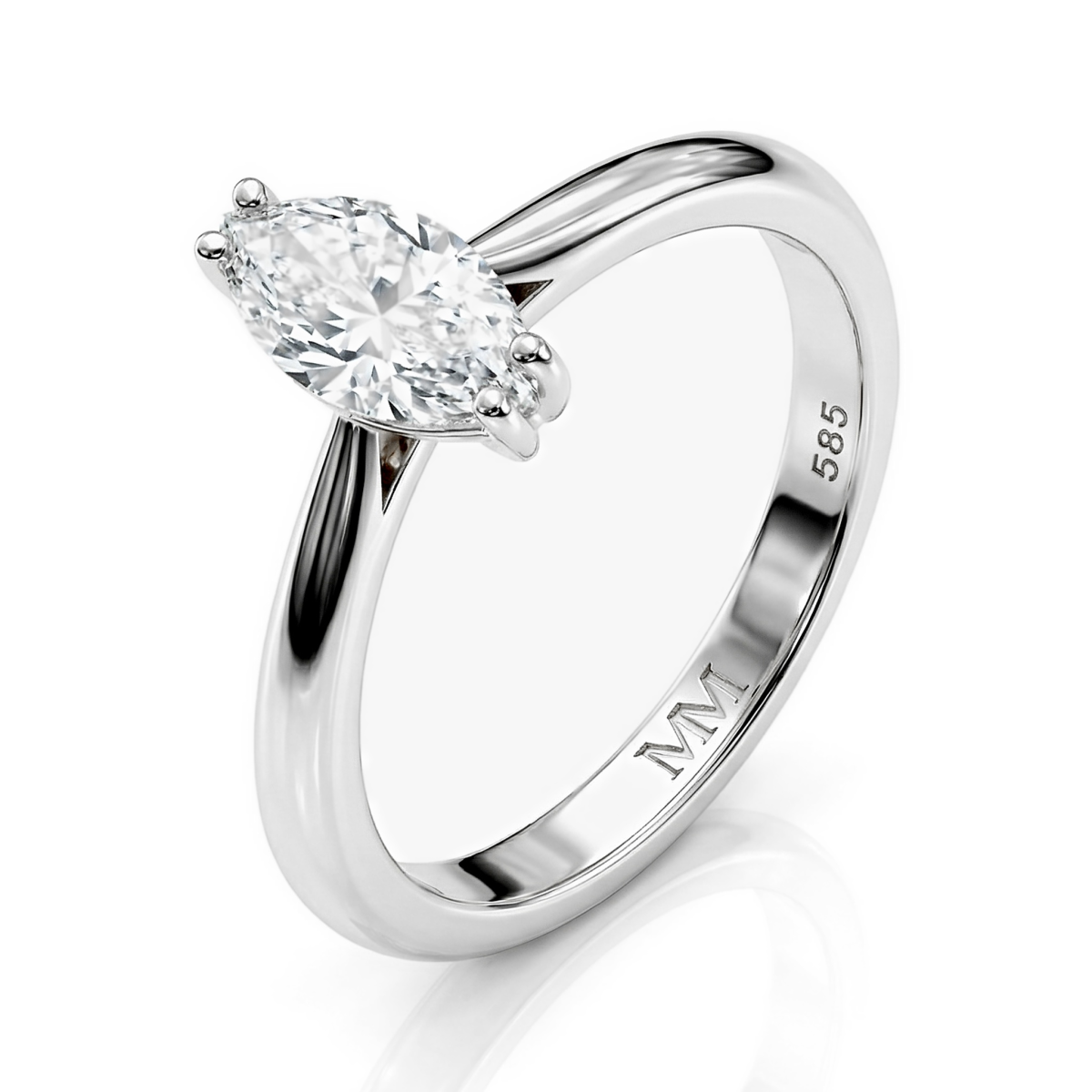 Liana - ensteinsring med moissanite i marquiseslip