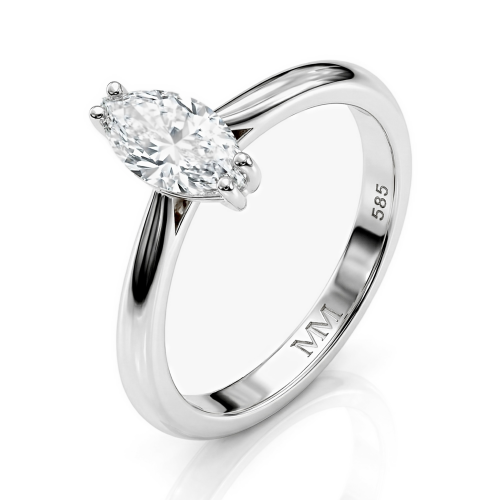 Liana - ensteinsring med moissanite i marquiseslip