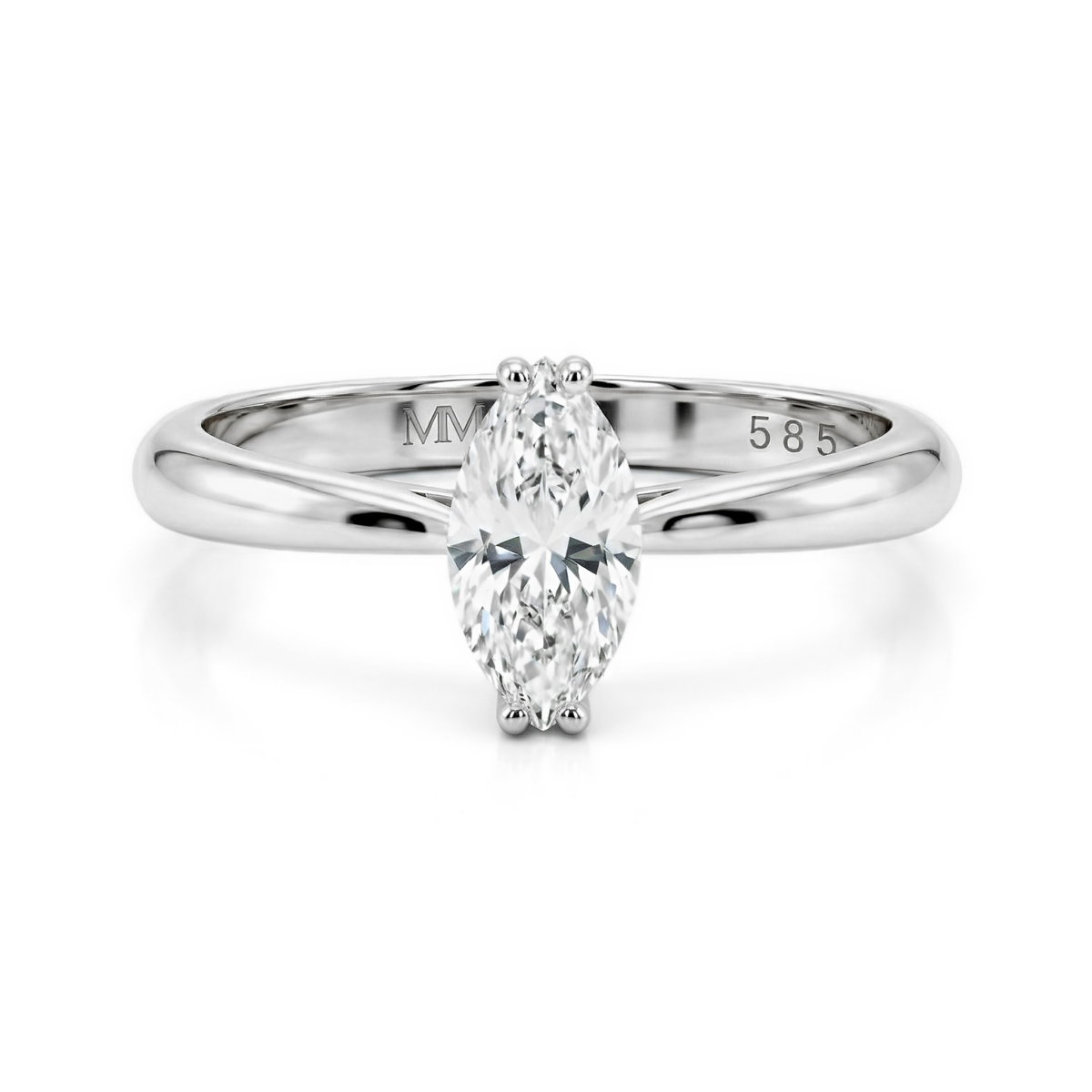 Liana - ensteinsring med moissanite i marquiseslip