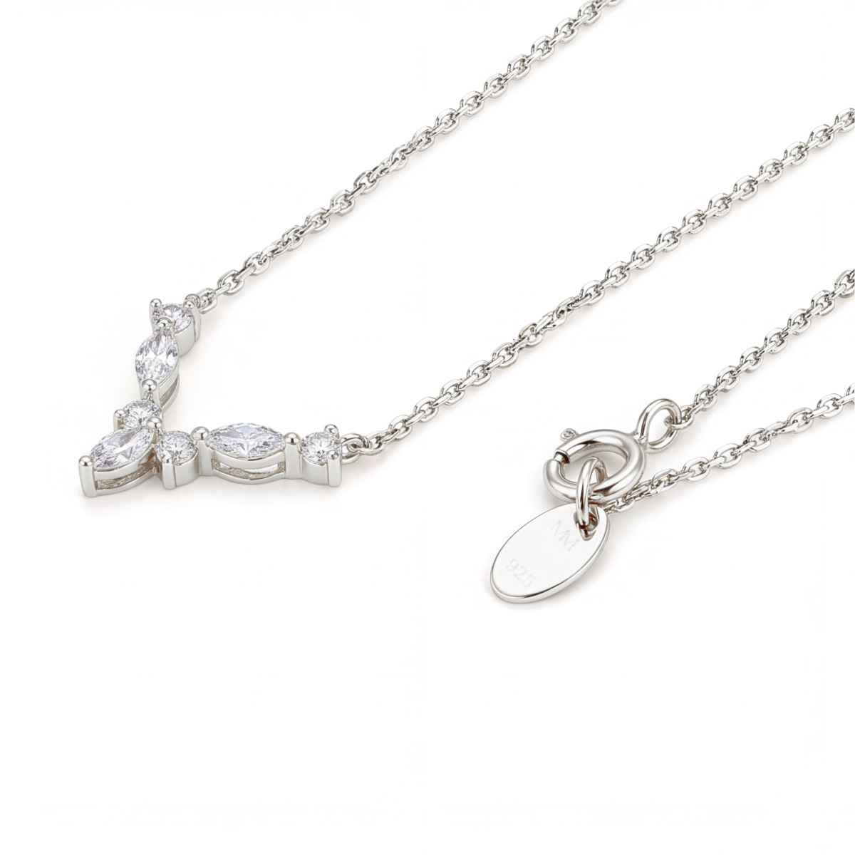Adelina - elegant moissanite-halskjede med detaljer med marquiseslip