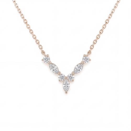 Adelina - elegant moissanite-halskjede med detaljer med marquiseslip